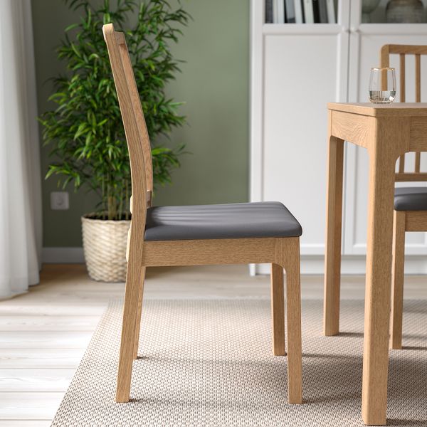 Стул, под дуб, Hakebo темно-серый IKEA EKEDALEN ЛЕН ЭКЕДАЛЕН 194.881.09 - фото 3