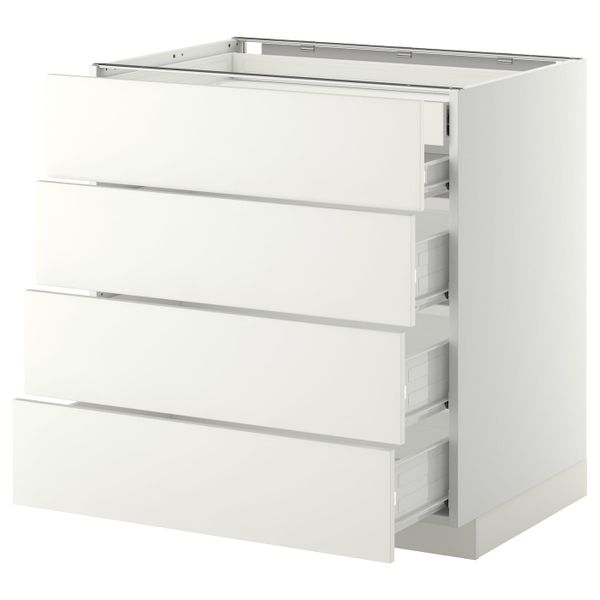 Напольный шкаф 4 фронтальных, 2 низких, 3 средних ящ, белый/Хэггеби белый 80x60 см IKEA МЕТОД / ФОРВАРА 192.619.69 - фото 1