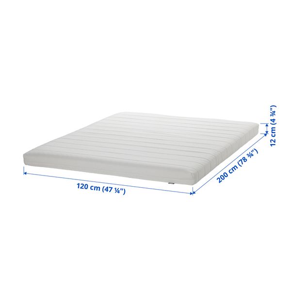 Пенополиуретановый матрас, 120x200 см, жесткий, белый IKEA ÅSVANG ОСВАНГ 005.125.76 - схема-чертеж с размерами