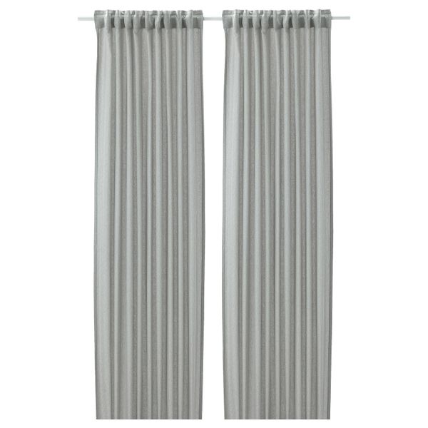 Гардины, 2 шт., белый/серо-зеленый 145x300 см IKEA FJÄDERMOTT ФЬЕДЕРМОТТ 905.045.86 - фото 1