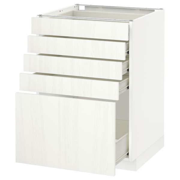 Напольный шкаф с 5 ящиками МЕТОД / ФОРВАРА, белый, Росдаль белый - схема-чертеж с размерами
