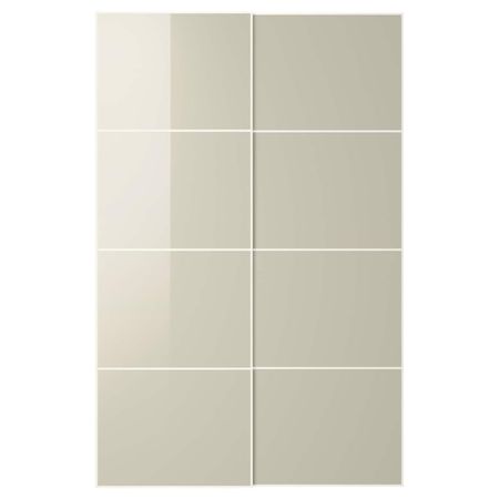 Пара раздвижных дверей, глянцевый светло-бежевый 150x236 см IKEA HOKKSUND ХОККСУНД 693.117.02