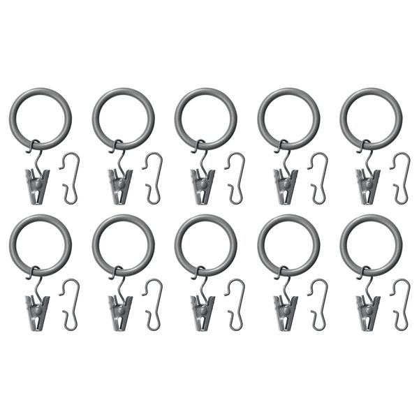 Гардин кольцо с зажимом и крючком СИРЛИГ, серебристый (25 мм) - схема-чертеж с размерами