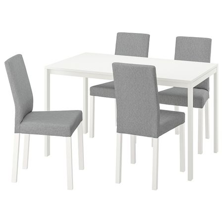 Стол и 4 стула, белый/Книса светло-серый 125 см IKEA MELLTORP МЕЛЬТОРП / KÄTTIL КЭТТИЛ 394.282.04