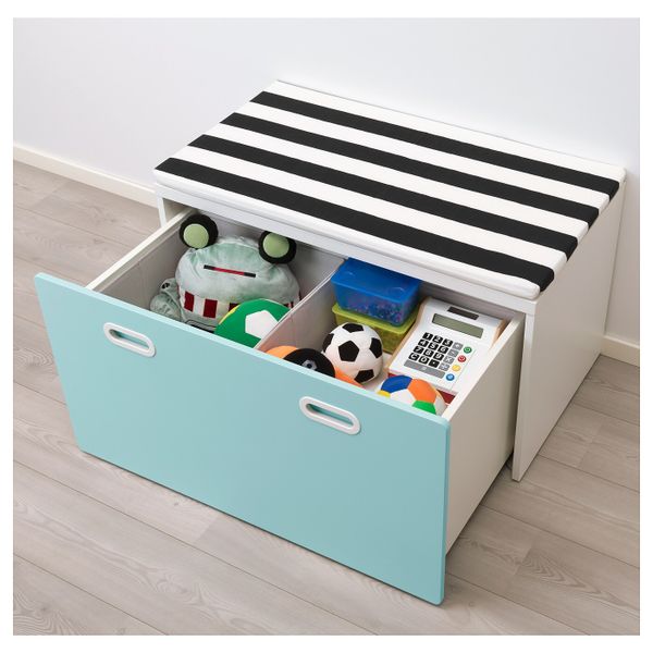 Скамья с отделением для игрушек, белый/голубой 90x50x50 см IKEA STUVA СТУВА / FRITIDS ФРИТИДС 692.526.27 - схема-чертеж с размерами