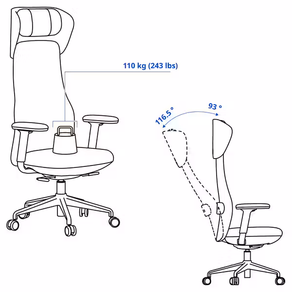 GRÖNFJÄLL ГРЁНФЬЕЛЛЬ Стул с подлокотниками/подголовником - фото 4