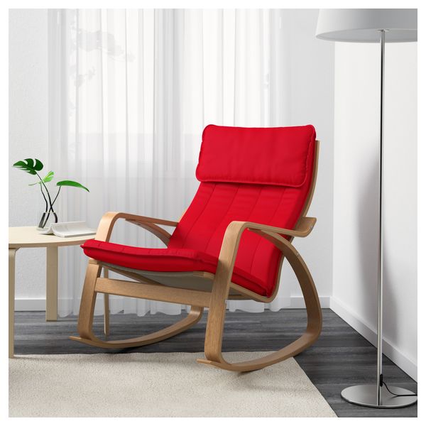 Кресло-качалка ПОЭНГ, дубовый шпон, Ранста красный - фото 2