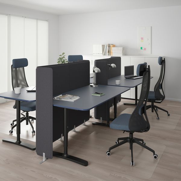 Стол с экраном, линолеум синий, черный 320x160 120 см IKEA БЕКАНТ 392.882.08 - фото 2