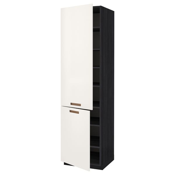 Высокий шкаф с полками, 2 дверцы МЕТОД, черный, Мэрста белый - схема-чертеж с размерами