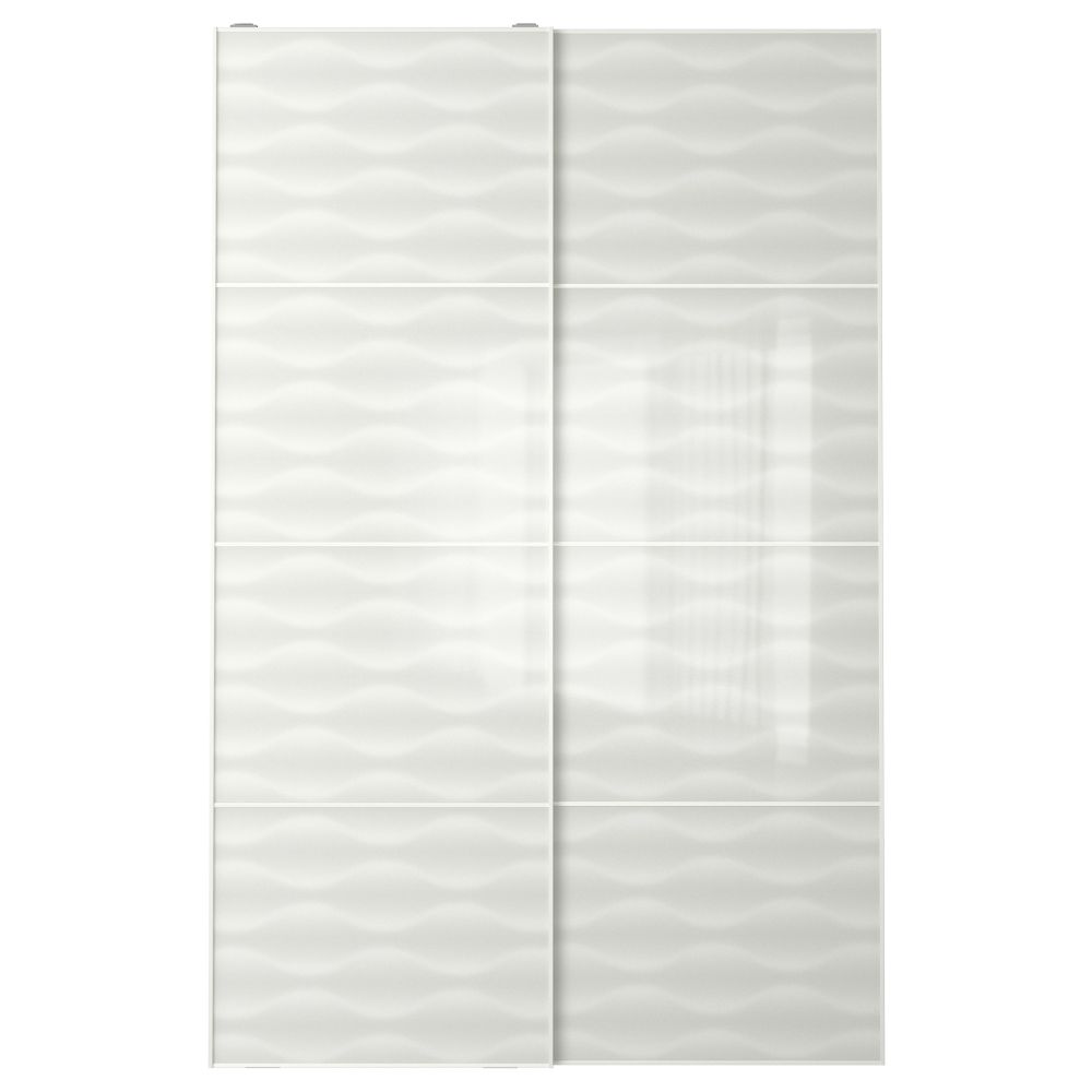 Пара раздвижных дверей ИННФЬОРДЕН, белое стекло - фото 1