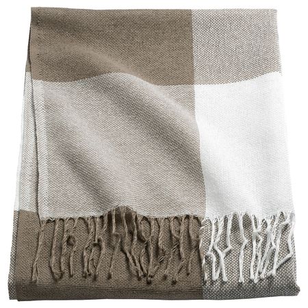 Плед, бежевый, белый 140x205 см IKEA ANNAMIA АННАМИА 603.557.81