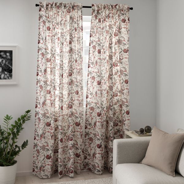 Затемняющие гардины, 1 пара, белый, розовый 145x300 см IKEA СПРЭНГОРТ 704.013.77 - схема-чертеж с размерами