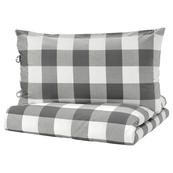 Пододеяльник и 2 наволочки ЭММИ РУТА, темно-серый, белый (200x200/50x70 см) - фото 1