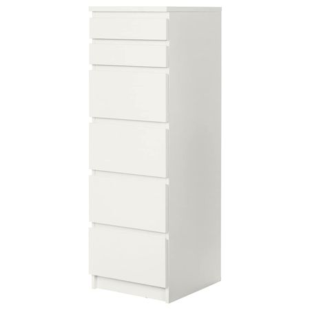 Комод с 6 ящиками, белый, зеркальное стекло 40x123 см IKEA МАЛЬМ 103.685.64