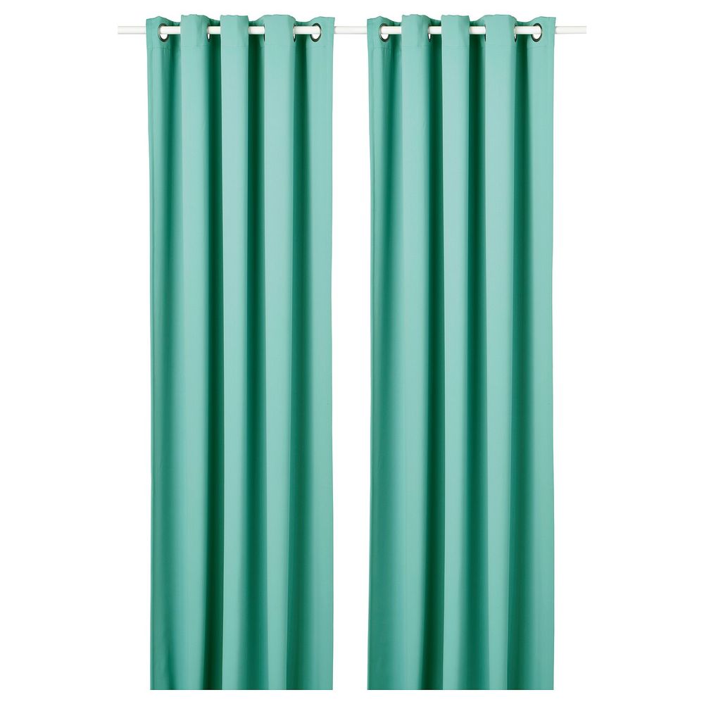 Затемняющие гардины, 2 шт., бирюзовый 145x300 см IKEA HILLEBORG ХИЛЛЕБОРГ 604.636.72 - фото 1