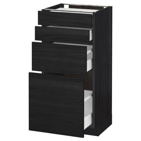 Напольный шкаф 4 фронтальных панели, 4 ящика МЕТОД / МАКСИМЕРА, черный, Тингсрид черный
