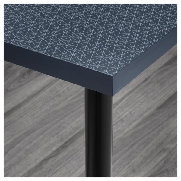 Стол ЛИННМОН / ОЛОВ, геометрический синий, черный (120x60 см) - схема-чертеж с размерами