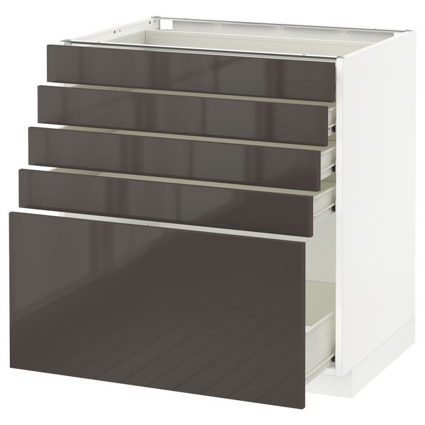Напольный шкаф с 5 ящиками МЕТОД / ФОРВАРА, белый, Рингульт серый - схема-чертеж с размерами