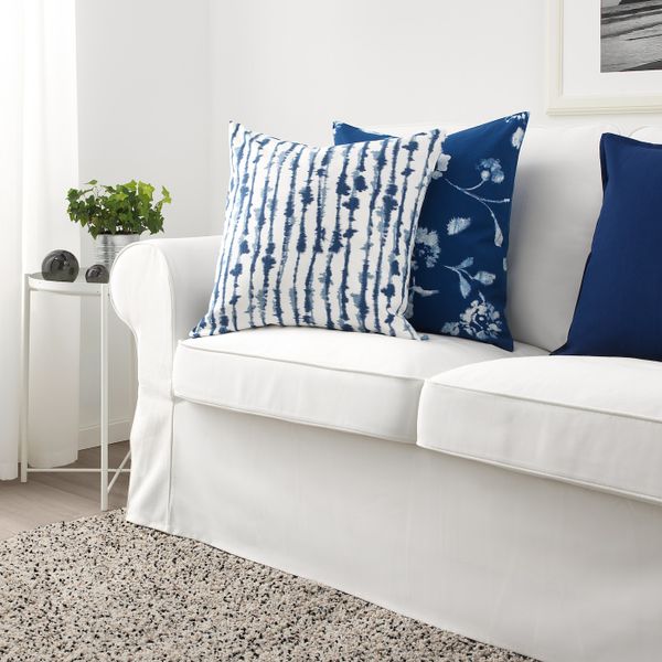 Чехол на подушку, белый, синий 50x50 см IKEA STRIMSPORRE СТРИМСПОРРЕ 704.326.56 - фото 4