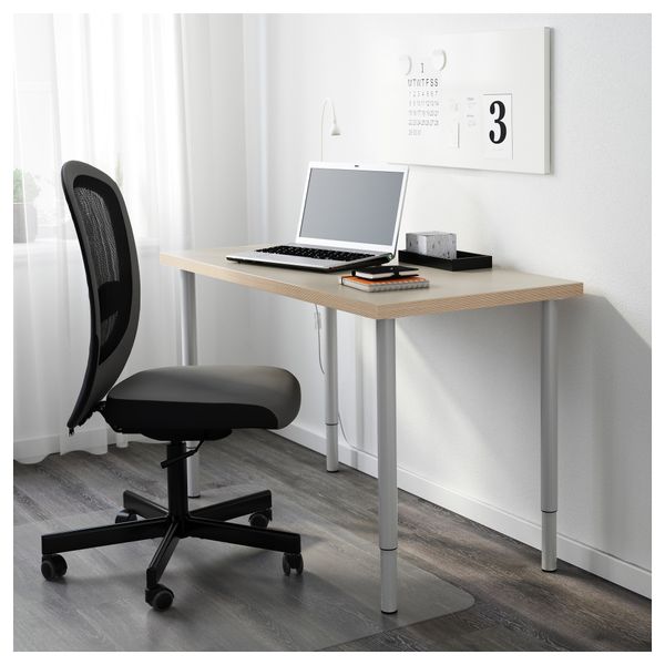 Стол ЛИННМОН / ОЛОВ, бежевый, серебристый (120x60 см) - фото 2