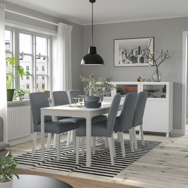Стол и 4 стула, белый/Никварн серый-белый 120/180 см IKEA EKEDALEN ЭКЕДАЛЕН / BERGMUND БЕРГМУНД 494.082.29 - схема-чертеж с размерами