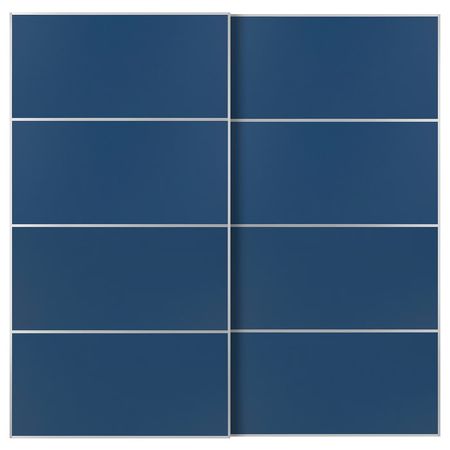 MEHAMN Пара раздвижных дверей - алюминий/двусторонний синий 200x201 см