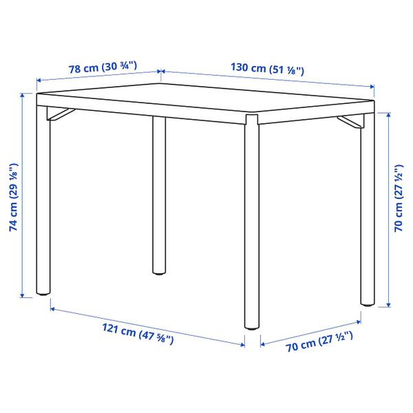 Стол обеденный, дубовый шпон 130x78 см IKEA RÅVAROR РОВАРОР 004.545.24 - схема-чертеж с размерами