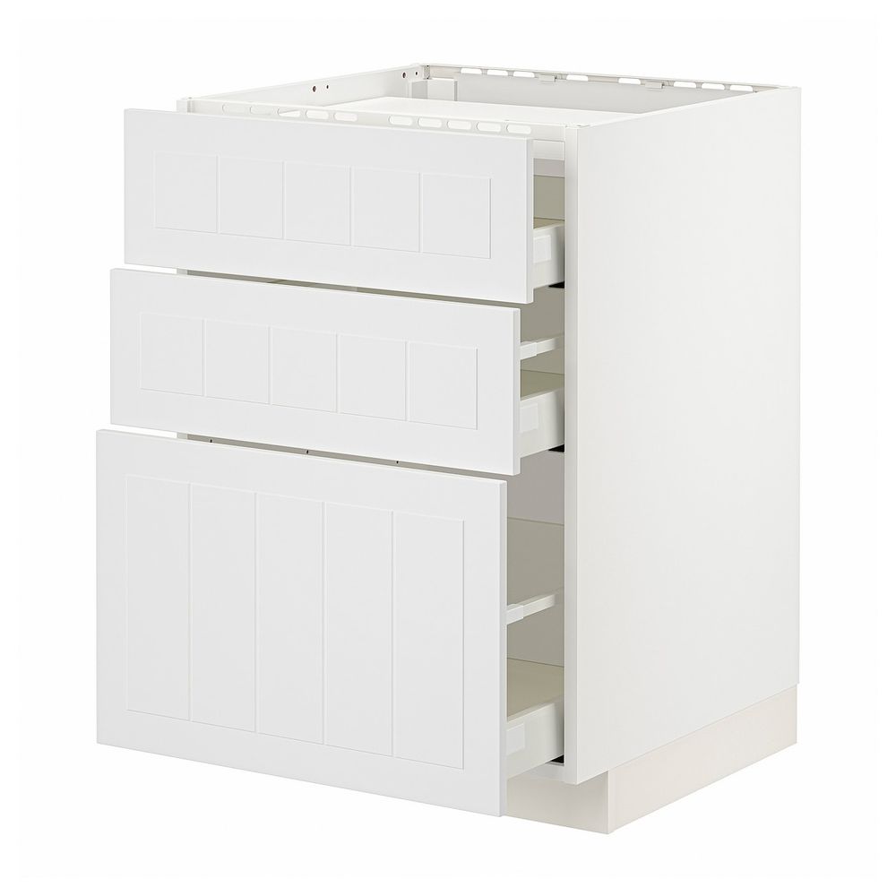 Шкаф для варочной панели/3фасада/3ящ, белый/Стенсунд белый 60x60 см IKEA METOD МЕТОД / MAXIMERA МАКСИМЕРА 494.097.09 - фото 1