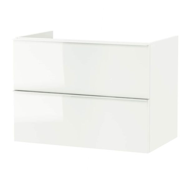 Шкаф для раковины с 2 ящ, глянцевый белый 80x47x58 см IKEA GODMORGON ГОДМОРГОН 203.690.06 - фото 1