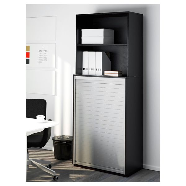 Комбинация для хранения с дверцей-шторой ГАЛАНТ, черно-коричневый черно-коричневый (80x200 см) - схема-чертеж с размерами