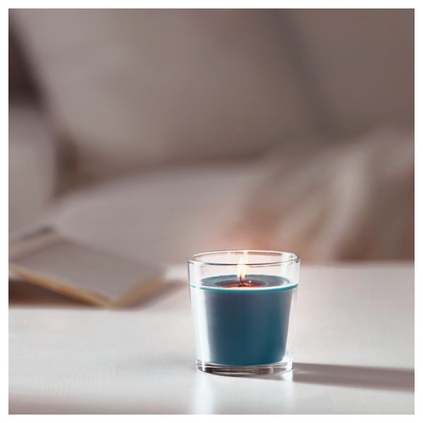Ароматическая свеча в стакане СИНЛИГ, бирюзовый морской бриз, бирюзовый (7.5 см) - схема-чертеж с размерами