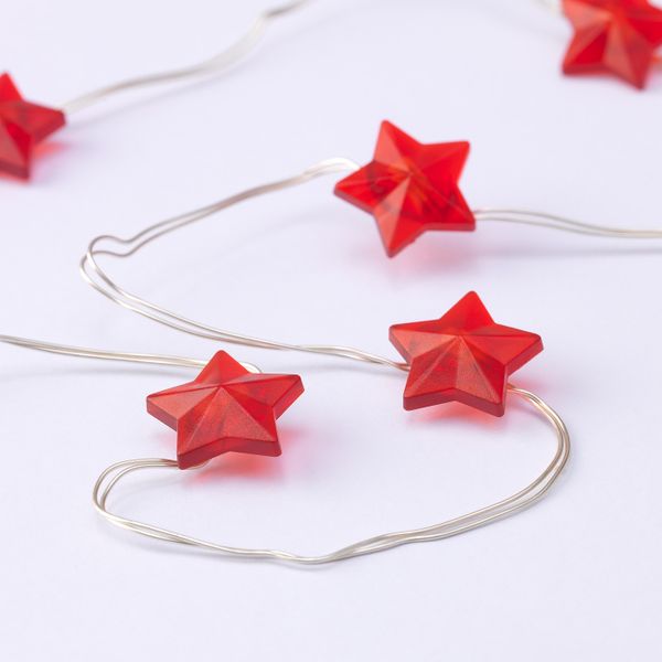 Гирлянда, 40 светодиодов, с батарейным питанием мини, звезда красный IKEA СТРОЛА 304.441.71 - фото 2