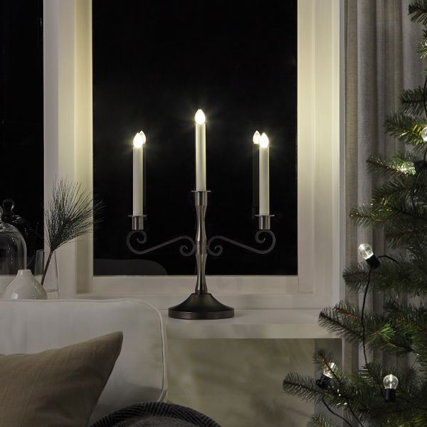 Светодиодный канделябр, 3 лампы, с батарейным питанием/черный IKEA STRÅLA СТРОЛА 804.766.21 - фото 2
