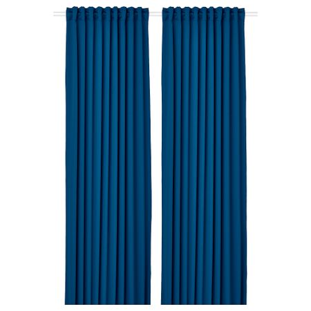 Гардины, блокирующие свет, 2 шт., темно-синий, 145x300 см IKEA MAJGULL МАЙГУЛЛ 505.697.49