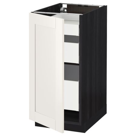 Напольный шкаф с 1 дверцей, 3 ящика МЕТОД / МАКСИМЕРА, черный, Сэведаль белый