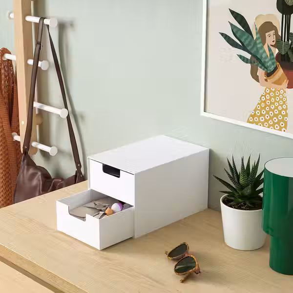 FJÄDERHARV ФЬЕДЕРХАРВ Мини-комод с 2 ящиками - белый 16x25 см - фото 2