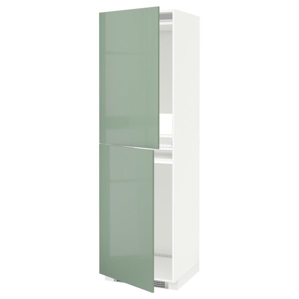 Высокий шкаф для холодильник/мороз, белый, Калларп светло-зеленый, 60x60x200 см IKEA МЕТОД 192.252.88 - схема-чертеж с размерами