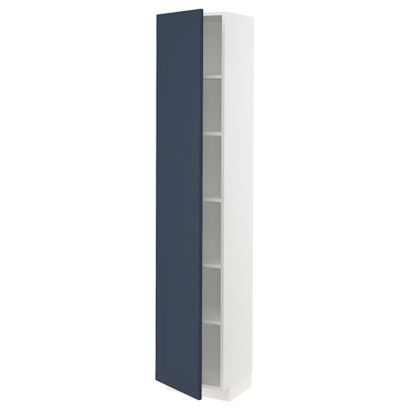 Высокий шкаф с полками, белый Акстад/матовая поверхность синий 40x37x200 см IKEA METOD МЕТОД 694.020.33