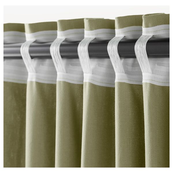 Гардины с прихватом, 1 пара ИНГЕРТ, зеленый (145x300 см) - фото 3