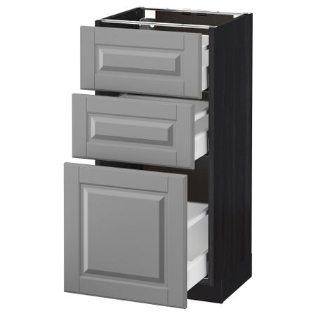 Напольный шкаф с 3 ящиками МЕТОД / МАКСИМЕРА, черный, Будбин серый