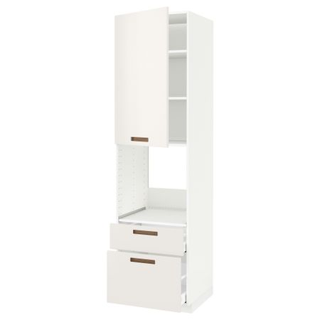 Высокий шкаф для духовки + дверь, 2 ящика МЕТОД / МАКСИМЕРА, белый, Мэрста белый