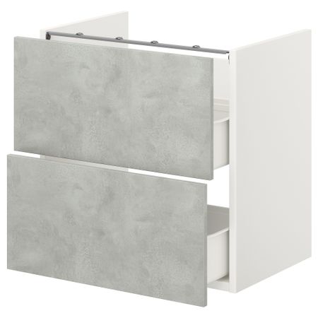 Напольный шкаф для раковины,2 ящика, 60x42x60 см, белый, под бетон IKEA BEGIVENHET БЕГИВЕНХЕТ 693.223.43