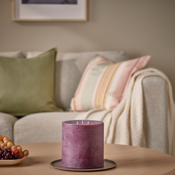 Неароматическая свеча, 3 фитиля, 14 см, коричнево-красный IKEA GRÄNSSKOG 605.515.79 - схема-чертеж с размерами