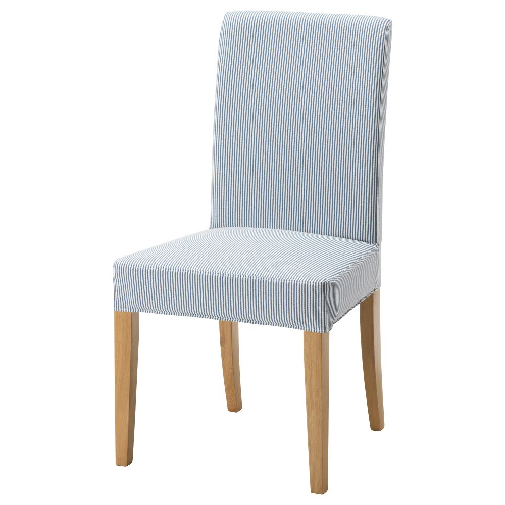 Стул ХЕНРИКСДАЛЬ, дуб, Ремваллен синий/белый - фото 1