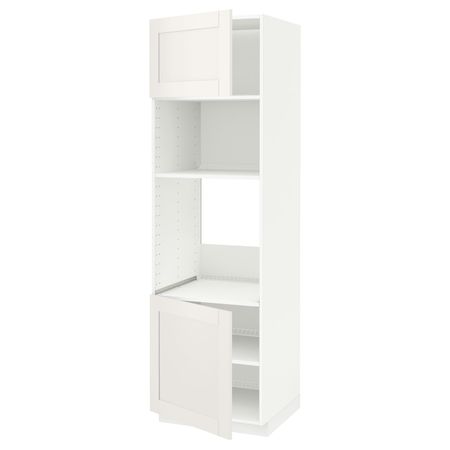 Высокий шкаф для духовки/СВЧ, 2 дверцы/полки, белый/Сэведаль белый 60x60x200 см IKEA METOD МЕТОД 592.230.94