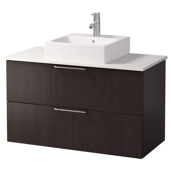 Шк п-раковину/столешн45x45/раковина  , черно-коричневый, белый (102x49x72 см) - схема-чертеж с размерами