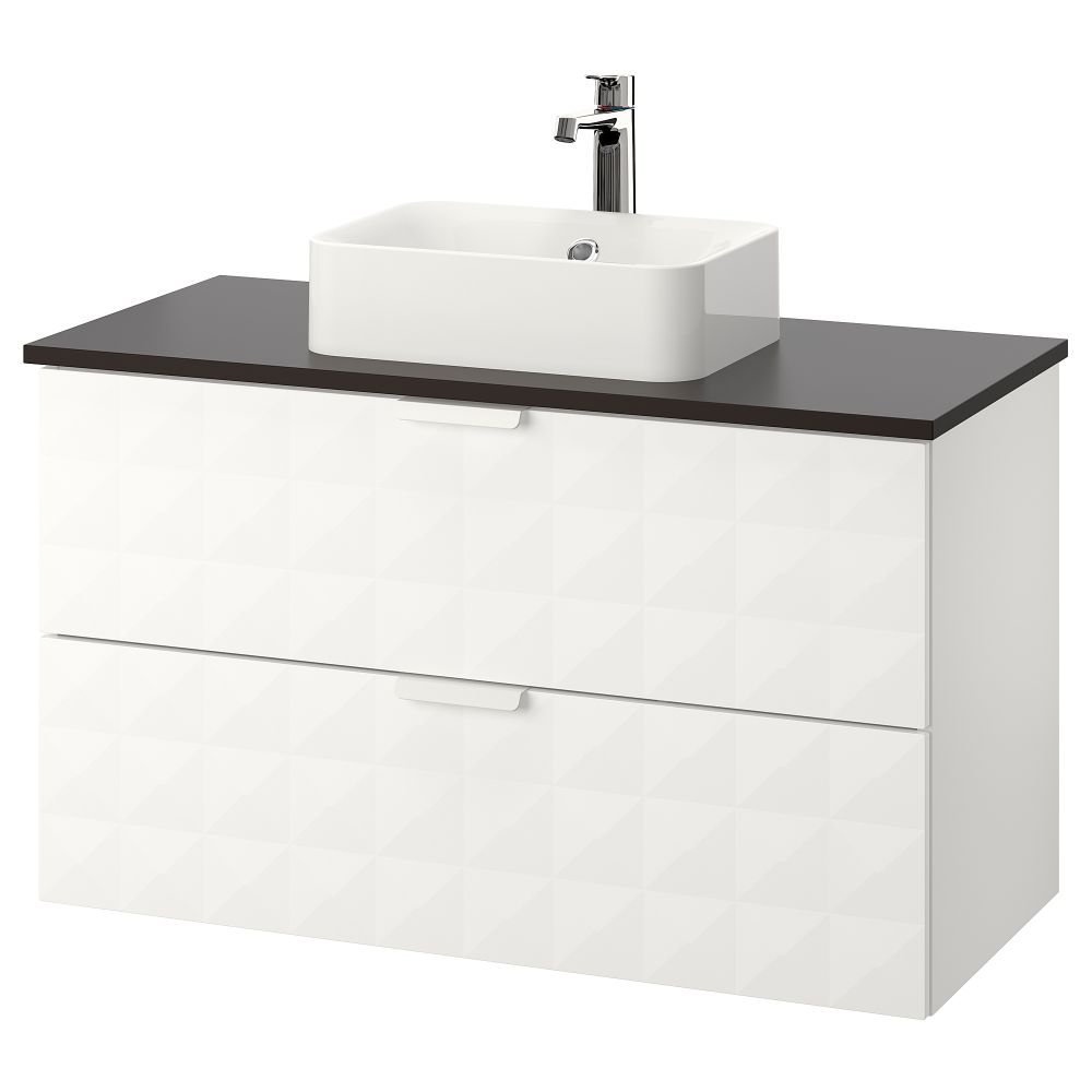 Шкаф со столешницей 45x32 раковина ГОДМОРГОН/ТОЛКЕН / ХОРВИК, Решён белый, антрацит (102x49x72 см) - фото 1