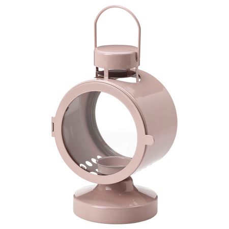 FLODSVALA ФЛОДСВАЛА Фонарь д/греющей свечи,д/дома/улицы - бледно-розовый 21 см