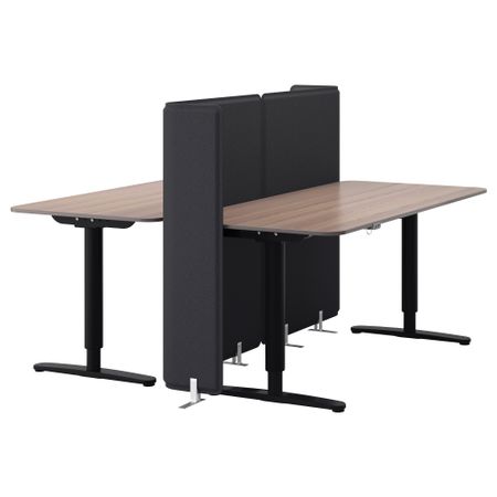 Стол-трансформер с экраном БЕКАНТ, серый, черный (160x160 120 см)