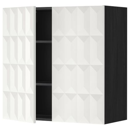 Навесной шкаф с полками, 2 дверцы МЕТОД, черный, Гэррестад белый